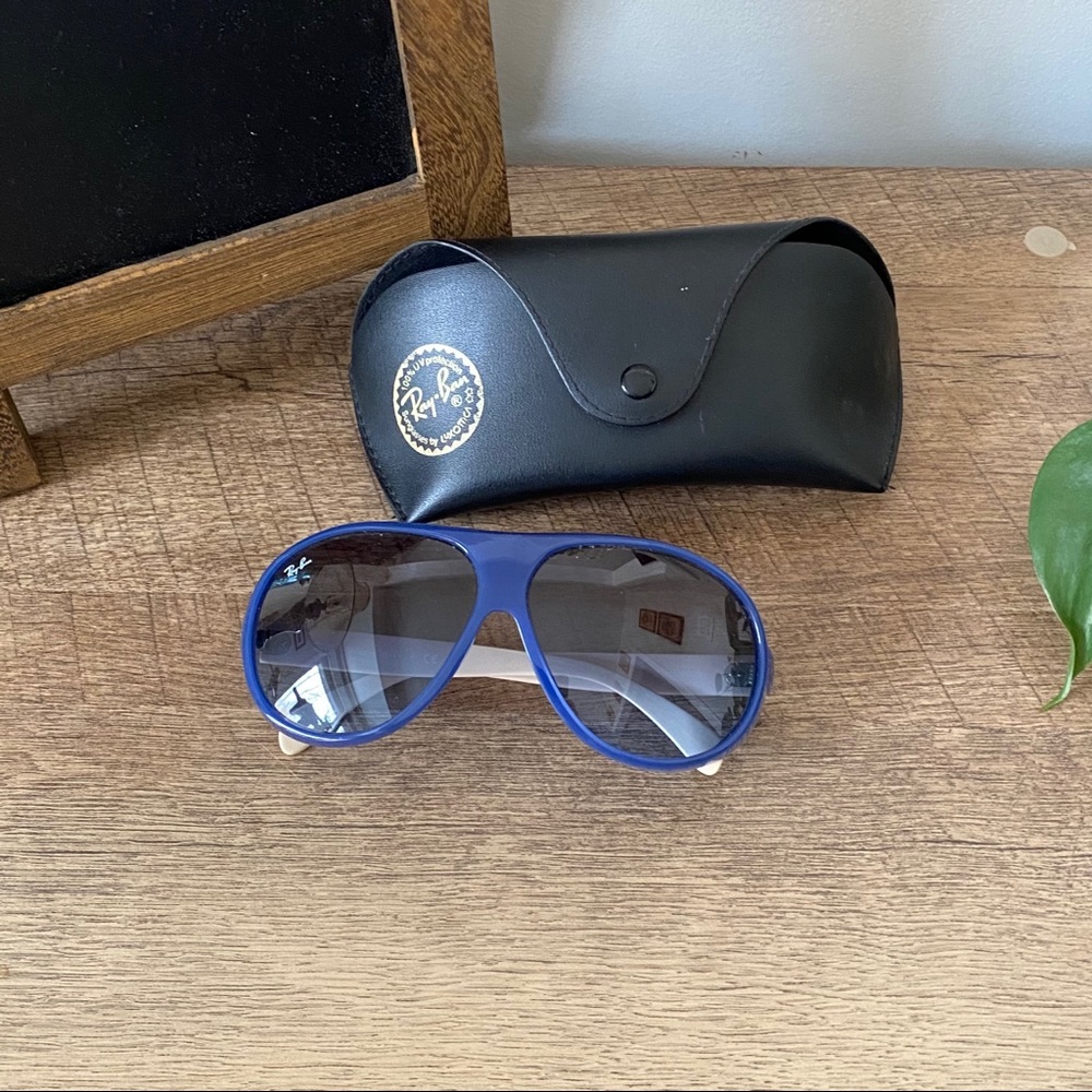 Ray-Ban Aviator Sunglasses- Blue w/ blue lenses.